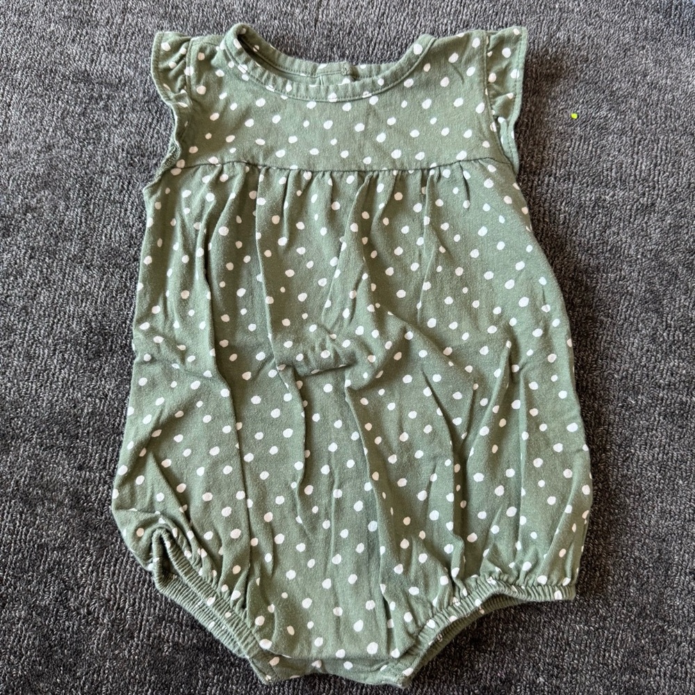 Green Polka Dot Baby Romper